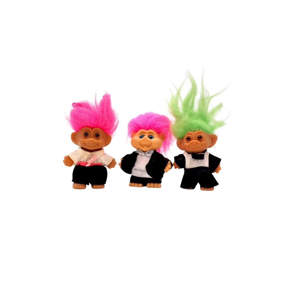 Vintage Troll Dolls Wedding Lot 16 Russ Bride Groom Mixed Colors - Picture 7 of 13